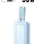 Power Bank, 20,000mAh 30W Max Fast Portable Charger with Built-in USB-C and MFi Certified Lightning Cables, USB-C&A, Battery Pack for iPhone 17/16/15/14 Series, MacBook, Galaxy