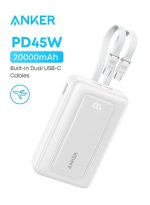 Anker Zolo Power Bank, 45W Max Fast Charging, 20,000mAh Battery Pack with Dual Built-in USB-C Cables, 1 USB-C&A Port, for iPhone 17/16 Series, Samsung, MacBook, iPad, and More