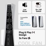 Cooling Fan for PlayStation 5 - High-Speed, Quiet External Cooling Fan for PlayStation 5 with Blue LED Lighting - 3 Fans, Cooling Accessories for PlayStation 5 Disc Edition, Compatible with PlayStation 5 Digital Edition - Black - Image 9