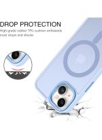 Mobile Phone Case iPhone 15 plus 6.7 inch [Compatible with MagSafe] Translucent Matte Magnetic Shockproof Anti-Fingerprint Protective Case Case, Blue - Image 3