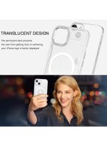 Mobile Phone Case iPhone 14 plus 6.7 inch [Compatible with MagSafe] Translucent Matte Magnetic Shockproof Anti-Fingerprint Protective Case Case, Clear - Image 3