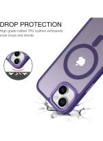 Mobile Phone Case iPhone 14 plus 6.7 inch [Compatible with MagSafe] Translucent Matte Magnetic Shockproof Anti-Fingerprint Protective Case Case, Purple - Image 3