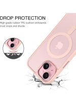 Mobile Phone Case iPhone 15 plus 6.7 inch [Compatible with MagSafe] Translucent Matte Magnetic Shockproof Anti-Fingerprint Protective Case Case, Pink - Image 3