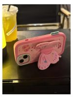 butterfly bracket silicone case suitable for iphone16-Pink - Image 4