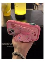 butterfly bracket silicone case suitable for iphone16-Pink - Image 5
