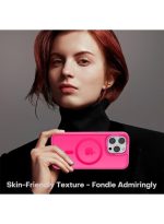 Mobile Phone Case iPhone 13 pro max 6.7 inch [Compatible with MagSafe] Translucent Matte Magnetic Shockproof Anti-Fingerprint Protective Case Case, Bright pink - Image 2