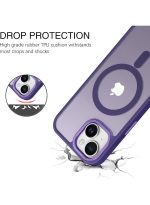 Mobile Phone Case iPhone 13 6.1 inch [Compatible with MagSafe] Translucent Matte Magnetic Shockproof Anti-Fingerprint Protective Case Case, Purple - Image 2