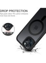 Mobile Phone Case iPhone 13 6.1 inch [Compatible with MagSafe] Translucent Matte Magnetic Shockproof Anti-Fingerprint Protective Case Case, Black - Image 2