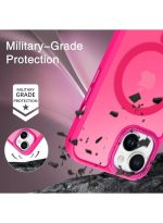 Mobile Phone Case iPhone 15 6.1 inch [Compatible with MagSafe] Translucent Matte Magnetic Shockproof Anti-Fingerprint Protective Case Case, Bright pink - Image 2