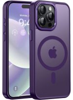 Mobile Phone Case iPhone 13 pro max 6.7 inch [Compatible with MagSafe] Translucent Matte Magnetic Shockproof Anti-Fingerprint Protective Case Case, Purple