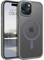 Mobile Phone Case iPhone 13 6.1 inch [Compatible with MagSafe] Translucent Matte Magnetic Shockproof Anti-Fingerprint Protective Case Case, Grey