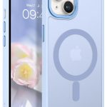 Mobile Phone Case iPhone 13 6.1 inch [Compatible with MagSafe] Translucent Matte Magnetic Shockproof Anti-Fingerprint Protective Case Case, Blue