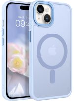 Mobile Phone Case iPhone 13 6.1 inch [Compatible with MagSafe] Translucent Matte Magnetic Shockproof Anti-Fingerprint Protective Case Case, Blue