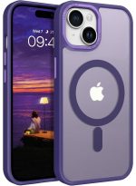 Mobile Phone Case iPhone 13 6.1 inch [Compatible with MagSafe] Translucent Matte Magnetic Shockproof Anti-Fingerprint Protective Case Case, Purple