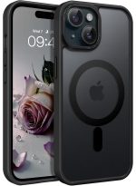 Mobile Phone Case iPhone 13 6.1 inch [Compatible with MagSafe] Translucent Matte Magnetic Shockproof Anti-Fingerprint Protective Case Case, Black