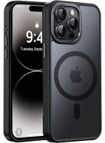 Mobile Phone Case iPhone 12 pro max 6.7 inch [Compatible with MagSafe] Translucent Matte Magnetic Shockproof Anti-Fingerprint Protective Case Case, Black