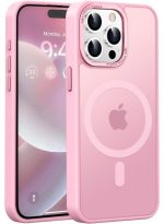 Mobile Phone Case iPhone 13 pro max 6.7 inch [Compatible with MagSafe] Translucent Matte Magnetic Shockproof Anti-Fingerprint Protective Case Case, Pink