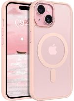 Mobile Phone Case iPhone 13 6.1 inch [Compatible with MagSafe] Translucent Matte Magnetic Shockproof Anti-Fingerprint Protective Case Case, Pink