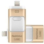 I-Flash 3 in 1 Usb Flash Drive Expand Memory Stick Otg Pendrive for iphone iPad Android PC 128GB Gold