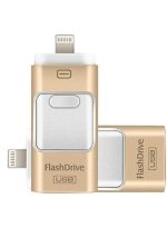 I-Flash 3 in 1 Usb Flash Drive Expand Memory Stick Otg Pendrive for iphone iPad Android PC 128GB Gold