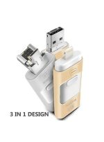 I-Flash 3 in 1 Usb Flash Drive Expand Memory Stick Otg Pendrive for iphone iPad Android PC 128GB Gold - Image 3