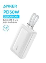 Anker Anker Power Bank, 20,000mAh 30W Max Fast Portable Charger with Built-in USB-C and MFi Certified Lightning Cables, USB-C&A, Battery Pack for iPhone 17/16/15/14 Series, MacBook, Galaxy