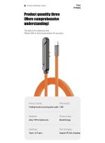 240W Type-C to Type-C Fast Charging Braided Data Cable 1.5m with Foldable Phone Stand, 90° Angled Design - Orange - Image 2