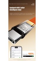 240W Type-C to Type-C Fast Charging Braided Data Cable 1.5m with Foldable Phone Stand, 90° Angled Design - Orange - Image 9
