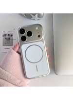 MagSafe Back Cover for iPhone 17 Pro, Crystal Shock Resistant with Protective Camera Cover, Silver