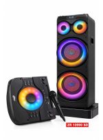 ZERO ZR 10990 SD Party Speaker, Dual 12-Inch Woofer, 80W RMS, Bluetooth,Rechargeable, Black