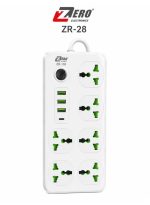 ZR-28 Multi Plug Power Strip with 6 Universal Outlets, USB & Type-C Ports, 2000W, 2 Meter Cable