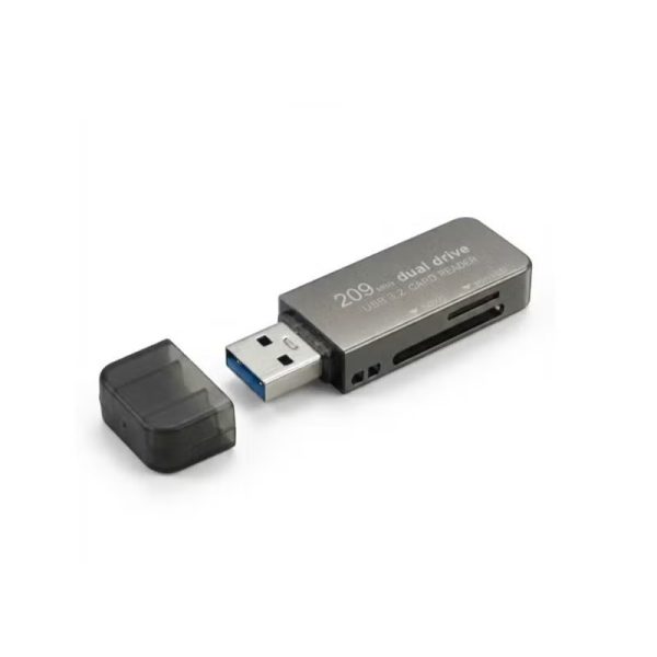 USB 3.2 SD/Micro SD Card Reader Adapter, Supports UHS-I SDHC/SDXC/MicroSD, 2TB Memory, 209MB/s High-Speed