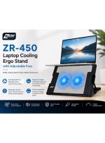 ZR-450 Laptop Cooling Stand with Dual Adjustable Fans, Ergonomic & Portable - White/Black - Image 4