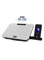 ZR700 Laptop Cooling Stand with Dual Fans & Adjustable Phone Holder - White/Black - Image 2