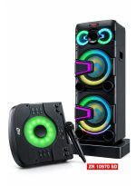 ZERO ZR 10970 SD Party Speaker, 80W RMS, dual 12-inch subwoofers, Bluetooth, LED lights, rechargeable
