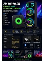 ZERO ZR 10970 SD Party Speaker, 80W RMS, dual 12-inch subwoofers, Bluetooth, LED lights, rechargeable - Image 4